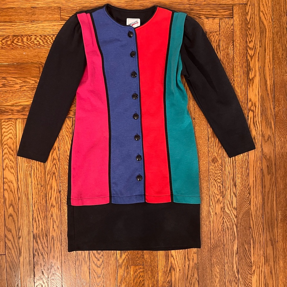 Vintage Multicolor Button-Up Dress